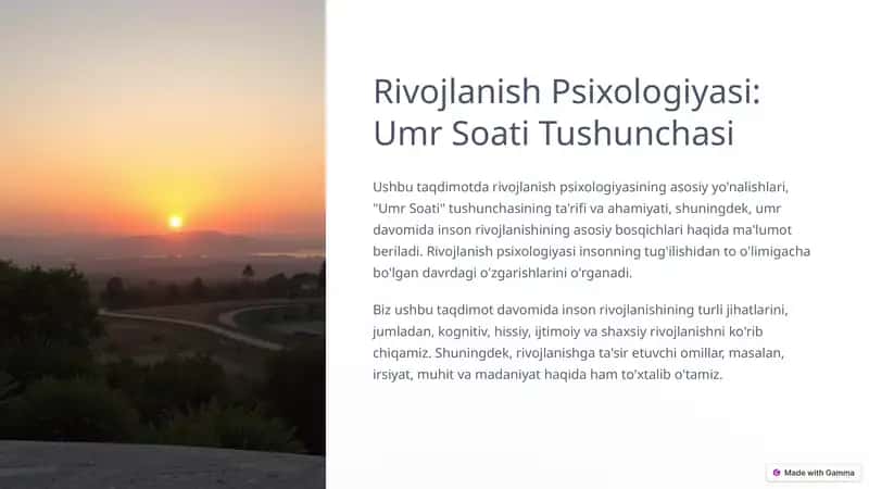 Rivojlanish Psixologiyasi: Umr Soati Tushunchasi