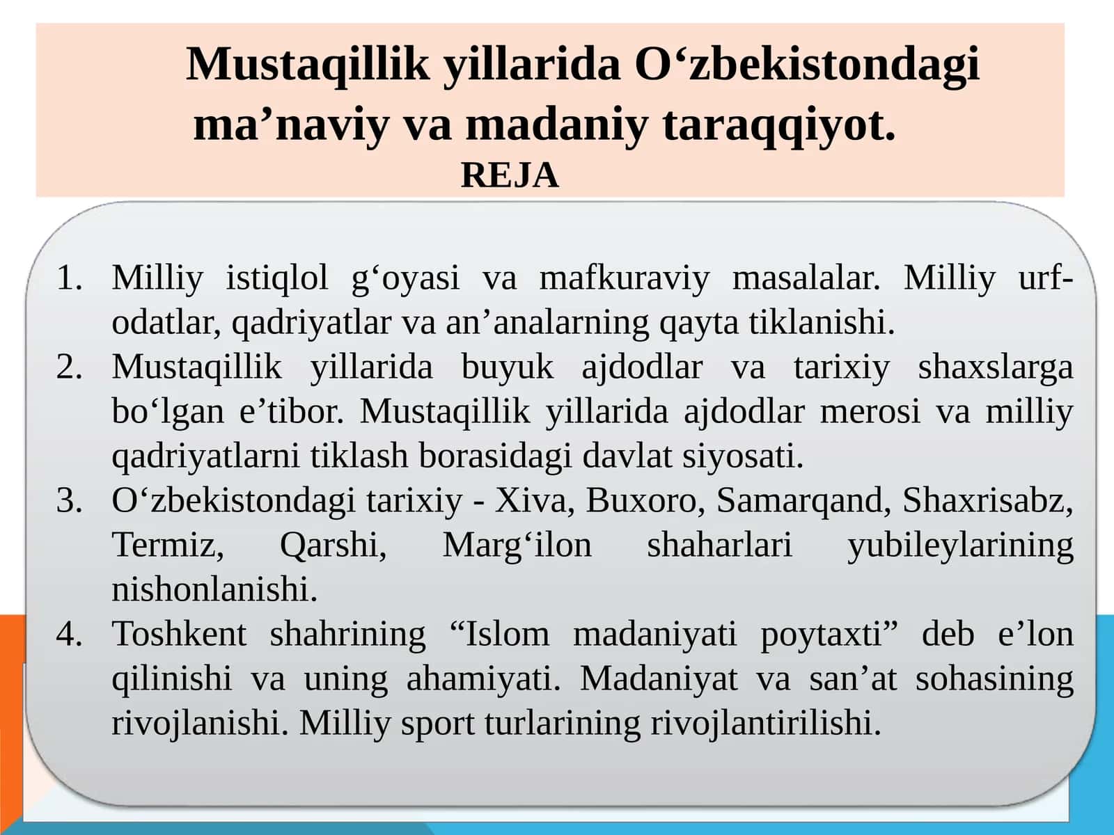 Mustaqillik Yillarida O‘zbekiston