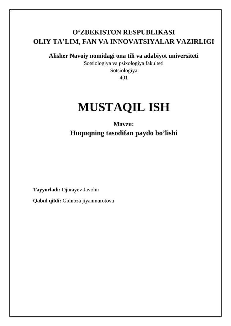 Huquqning tasodifiy paydo bo'lishi: asosiy omillar