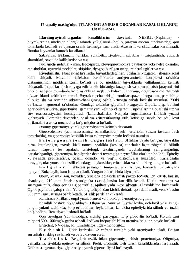 Itlarningayirishorganlar Kasalliklarini Davolash