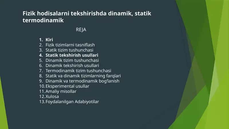 Fizik jarayonlarni o'rganish