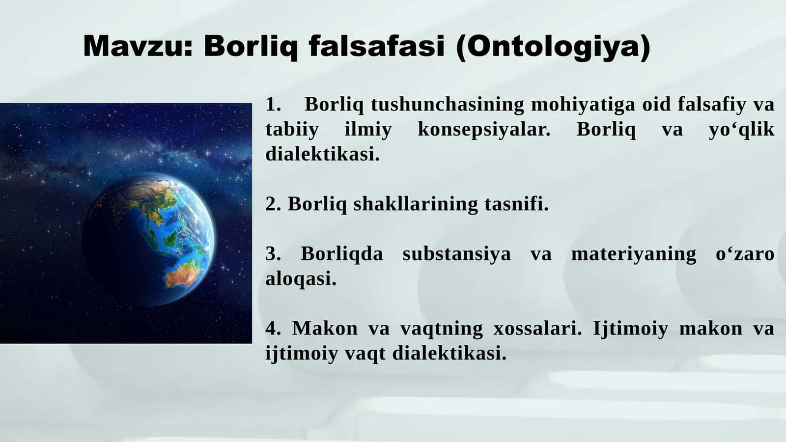 Borliq falsafasi(Ontologiya)