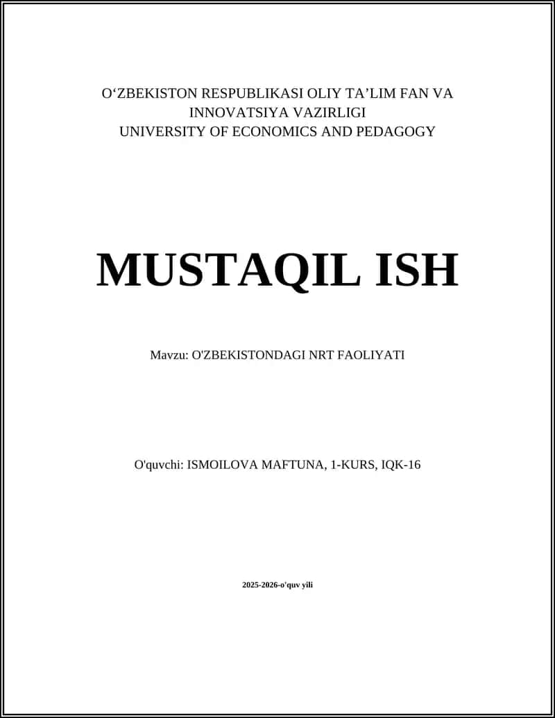 O'ZBEKISTONDAGI NRT FAOLIYATI