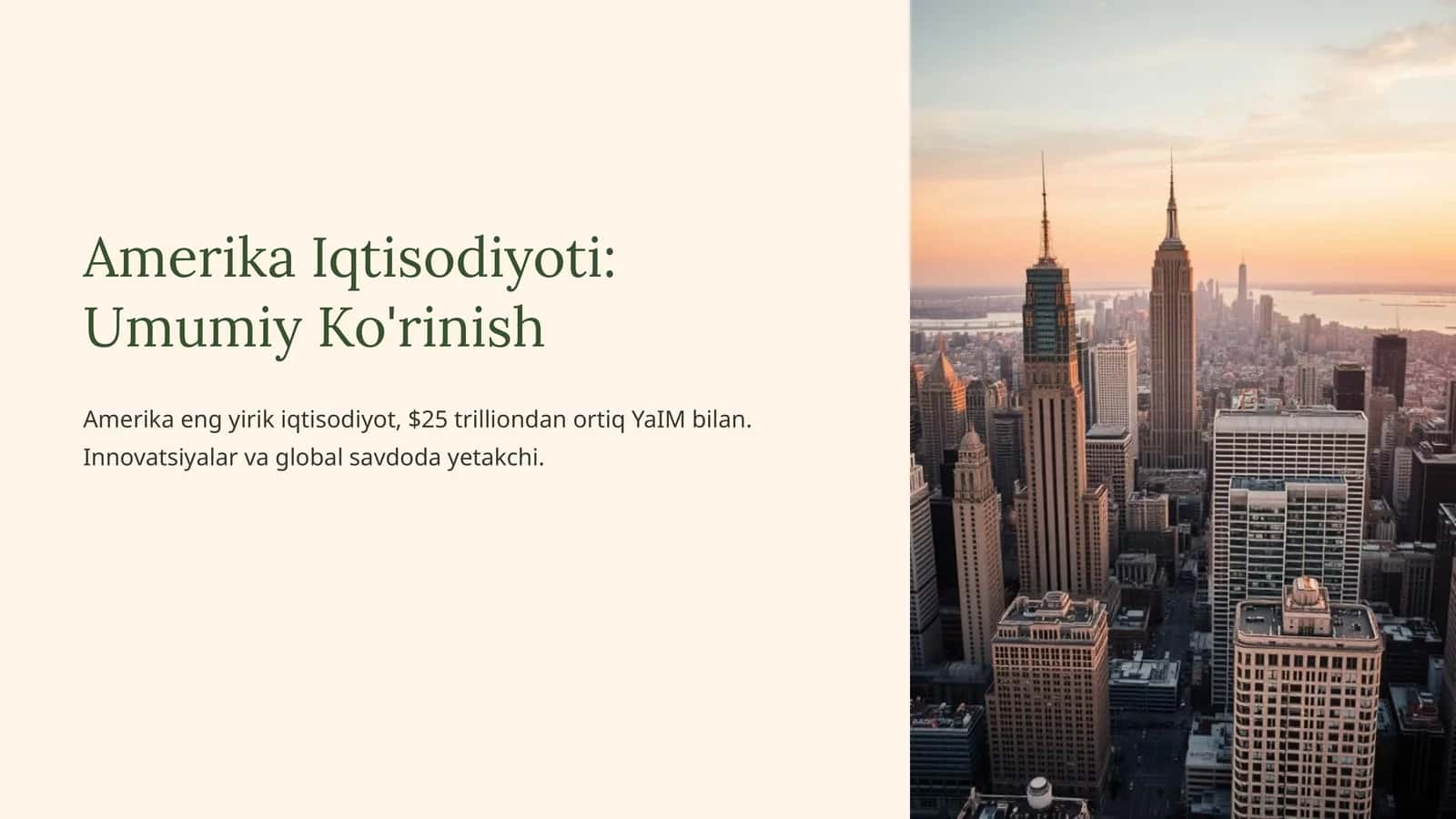 Amerika Iqtisodiyoti: Umumiy Ko'rinish