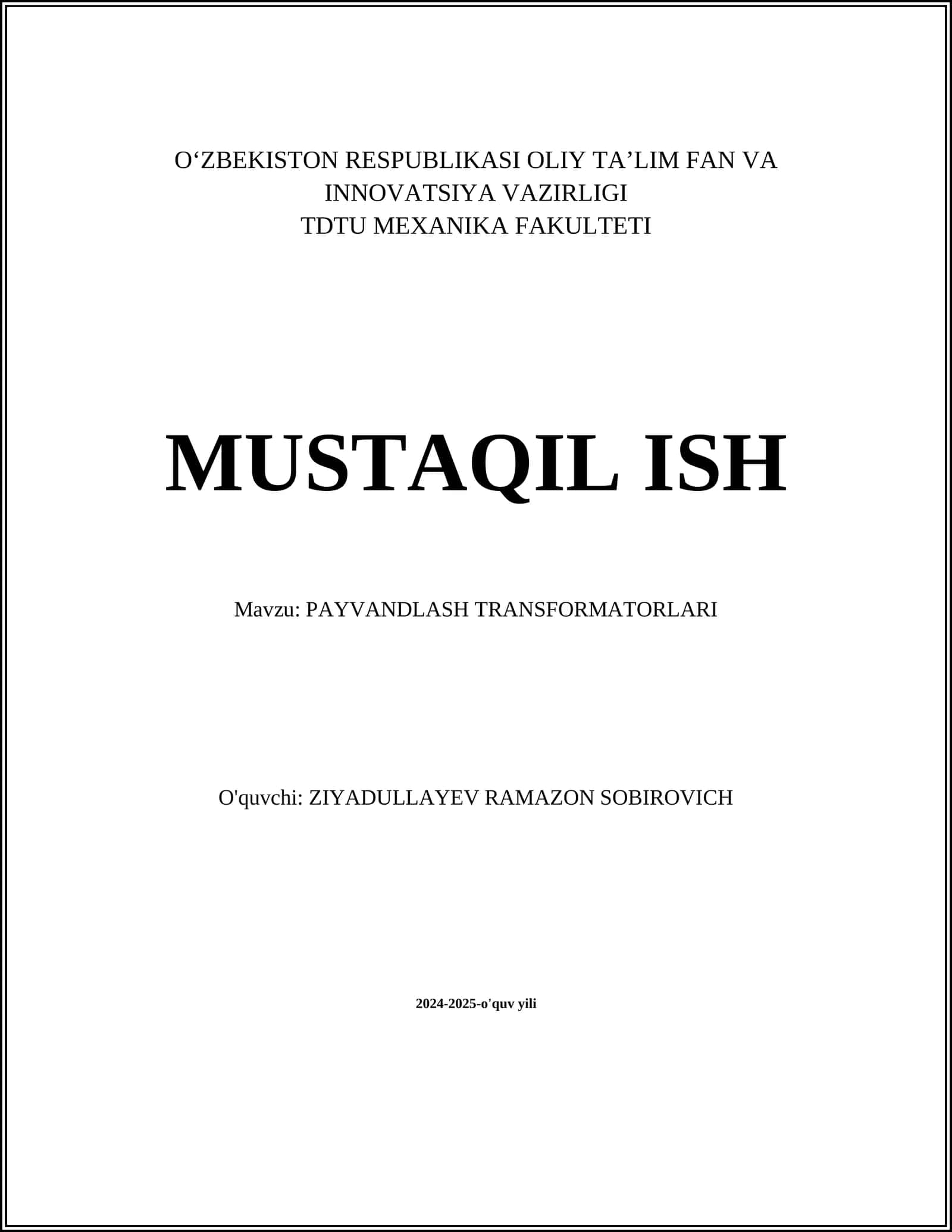 PAYVANDLASH TRANSFORMATORLARI