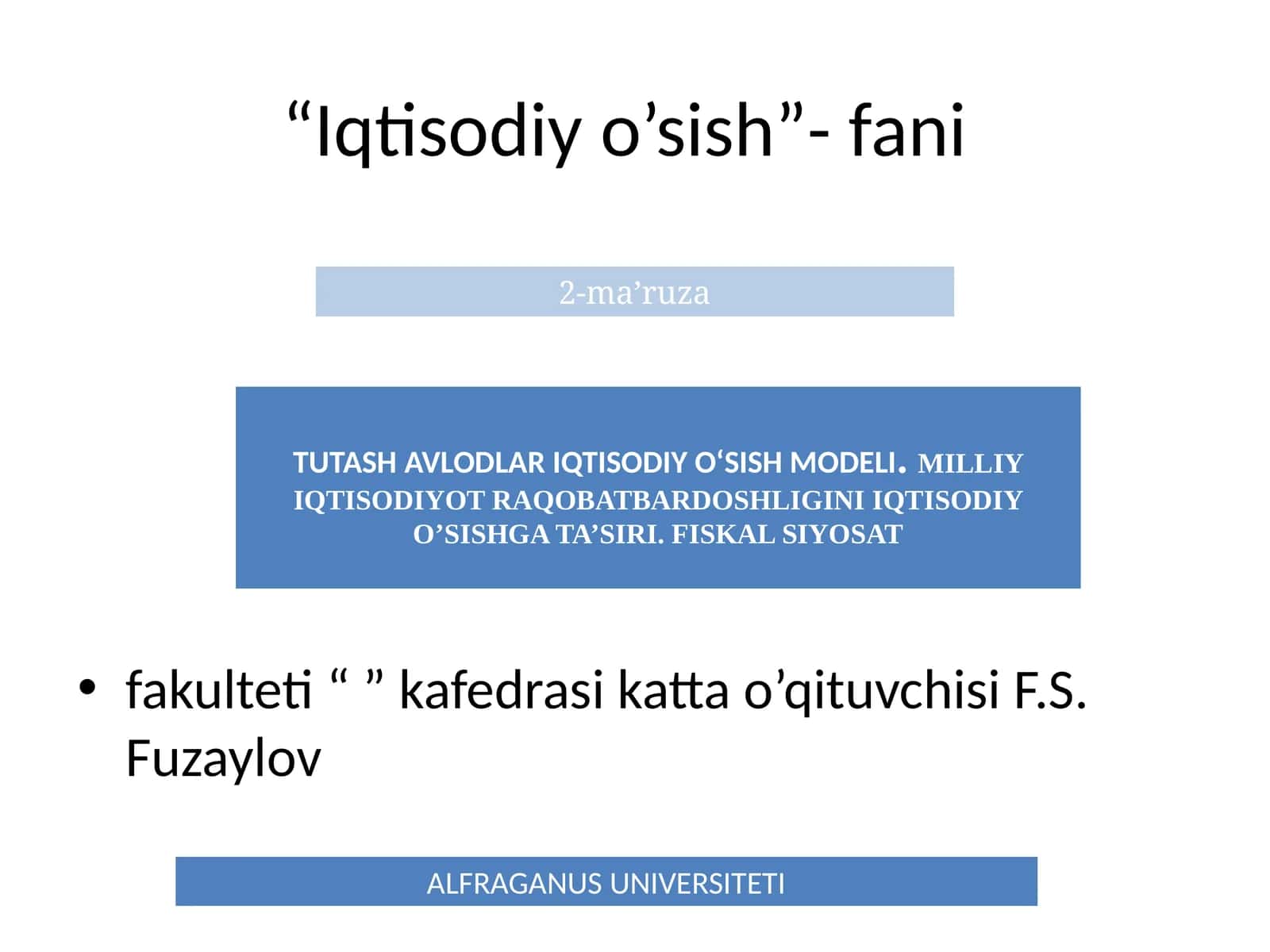 TUTASH AVLODLAR IQTISODIY O‘SISH MODELI