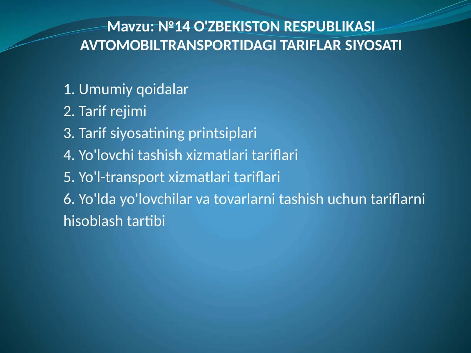 O'ZBEKISTON RESPUBLIKASI AVTOMOBIL TRANSPORTIDA GITARIFLARSI YOSATI