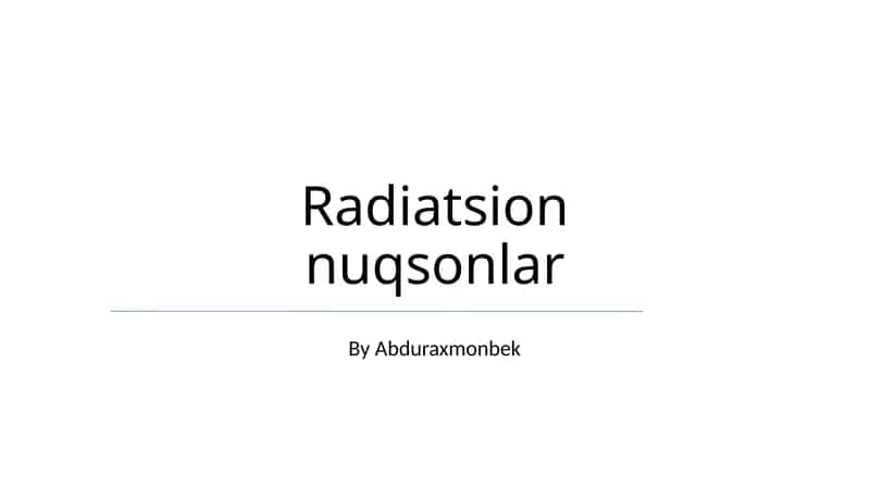 Radiatsion nuqsonlar