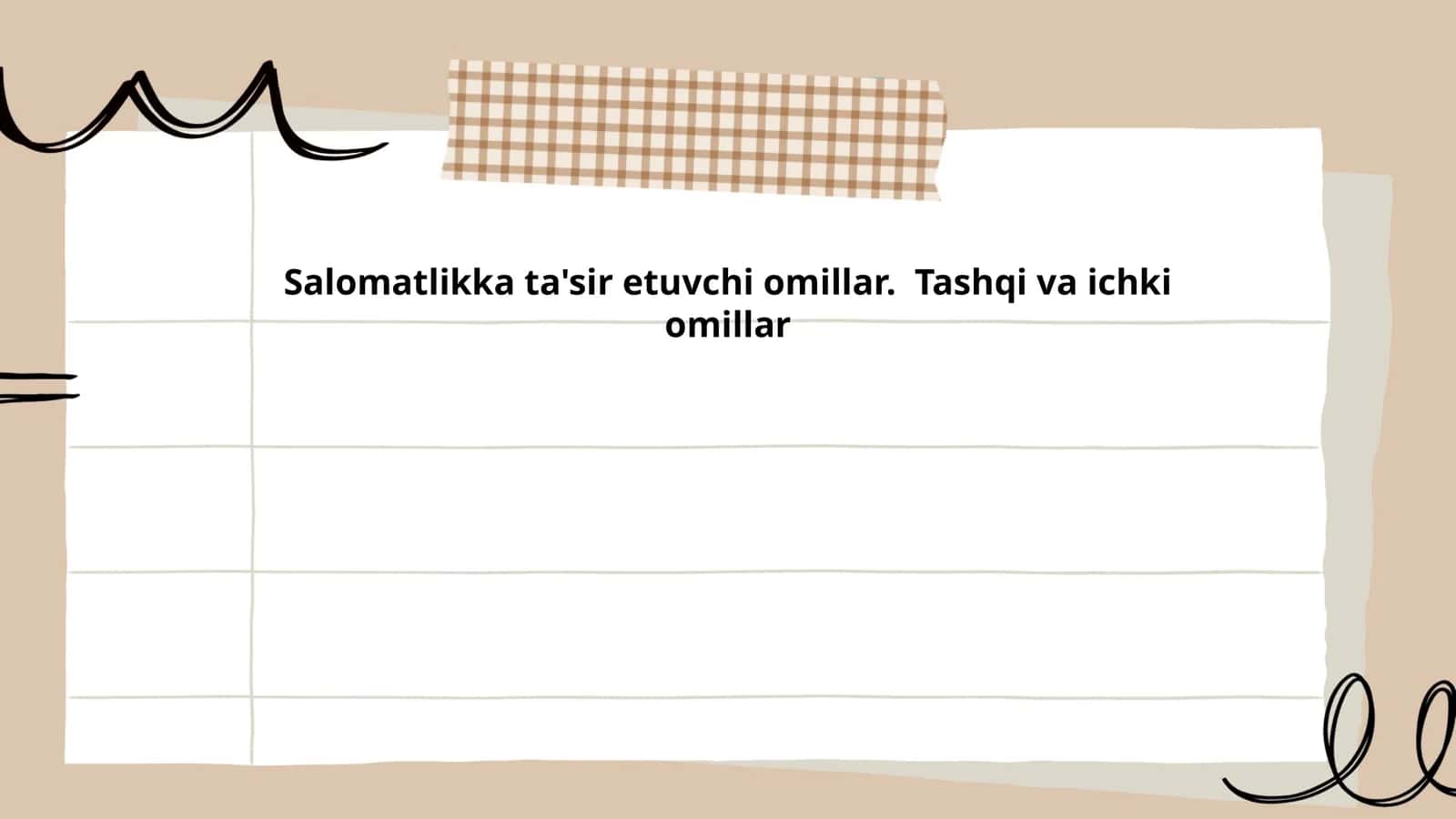 Salomatlikka ta'sir etuvchi omillar. Tashqi va ichki omillar