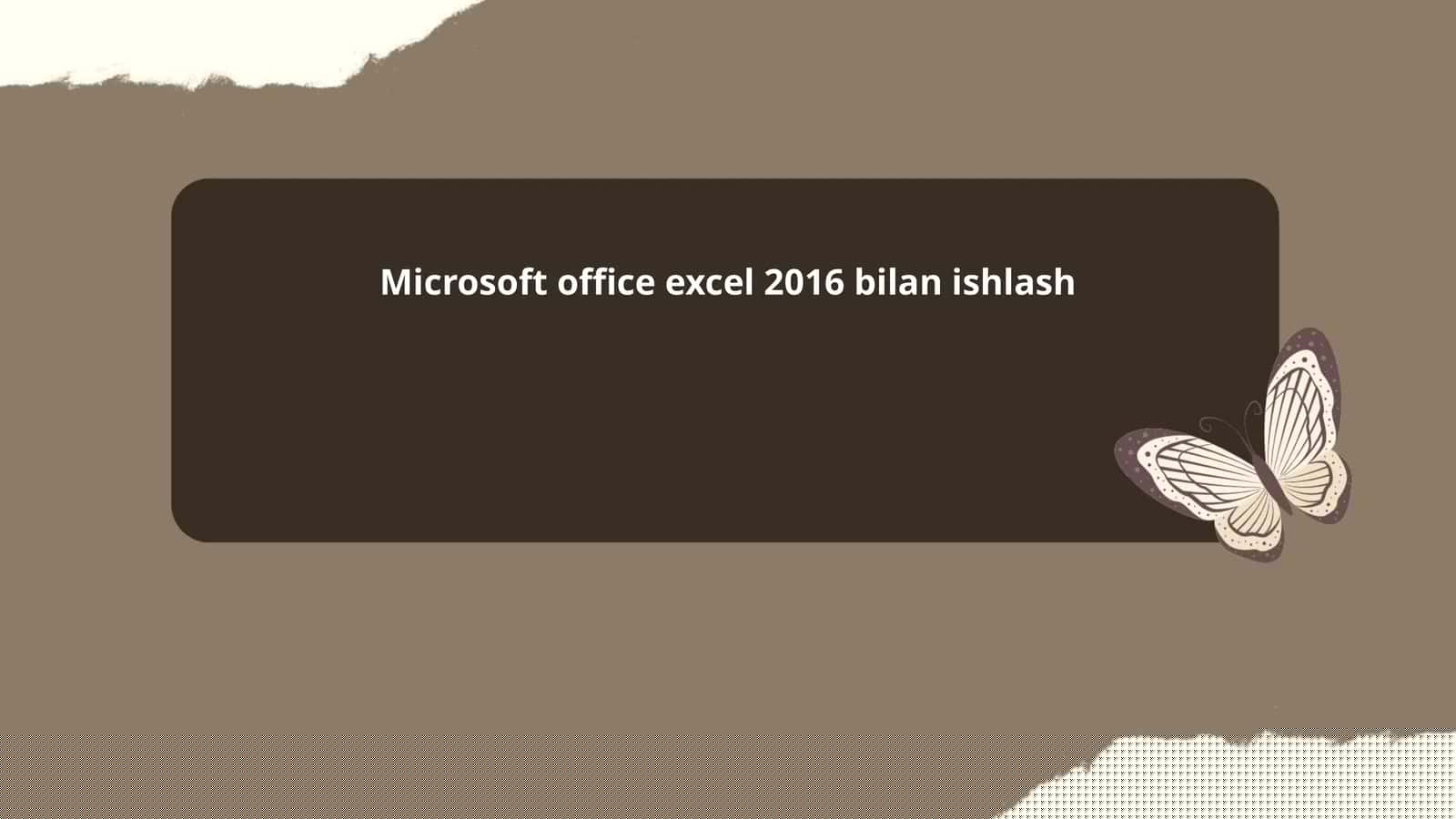 Excel 2016 bilan ishlash