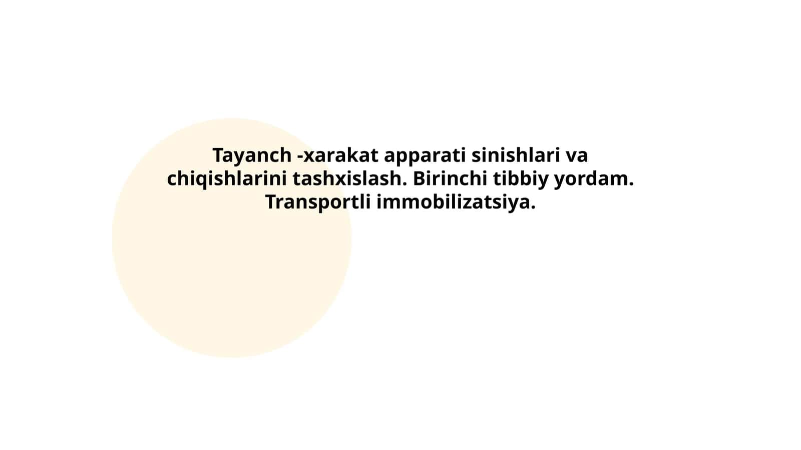 Tayanch -xarakat apparati sinishlari va chiqishlarini tashxislash. Birinchi tibbiy yordam. Transportli immobilizatsiya