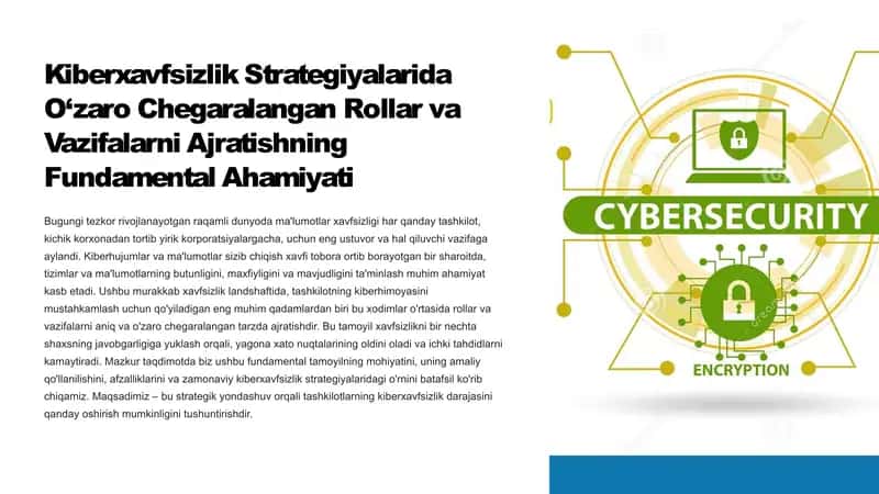 Kiberxavfsizlik Strategiyalarida O‘zaro Chegaralangan Rollar va Vazifalarni Ajratishning Fundamental Ahamiyati