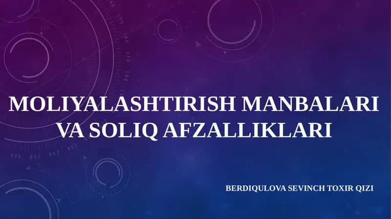 Moliyalashtirish manbalari