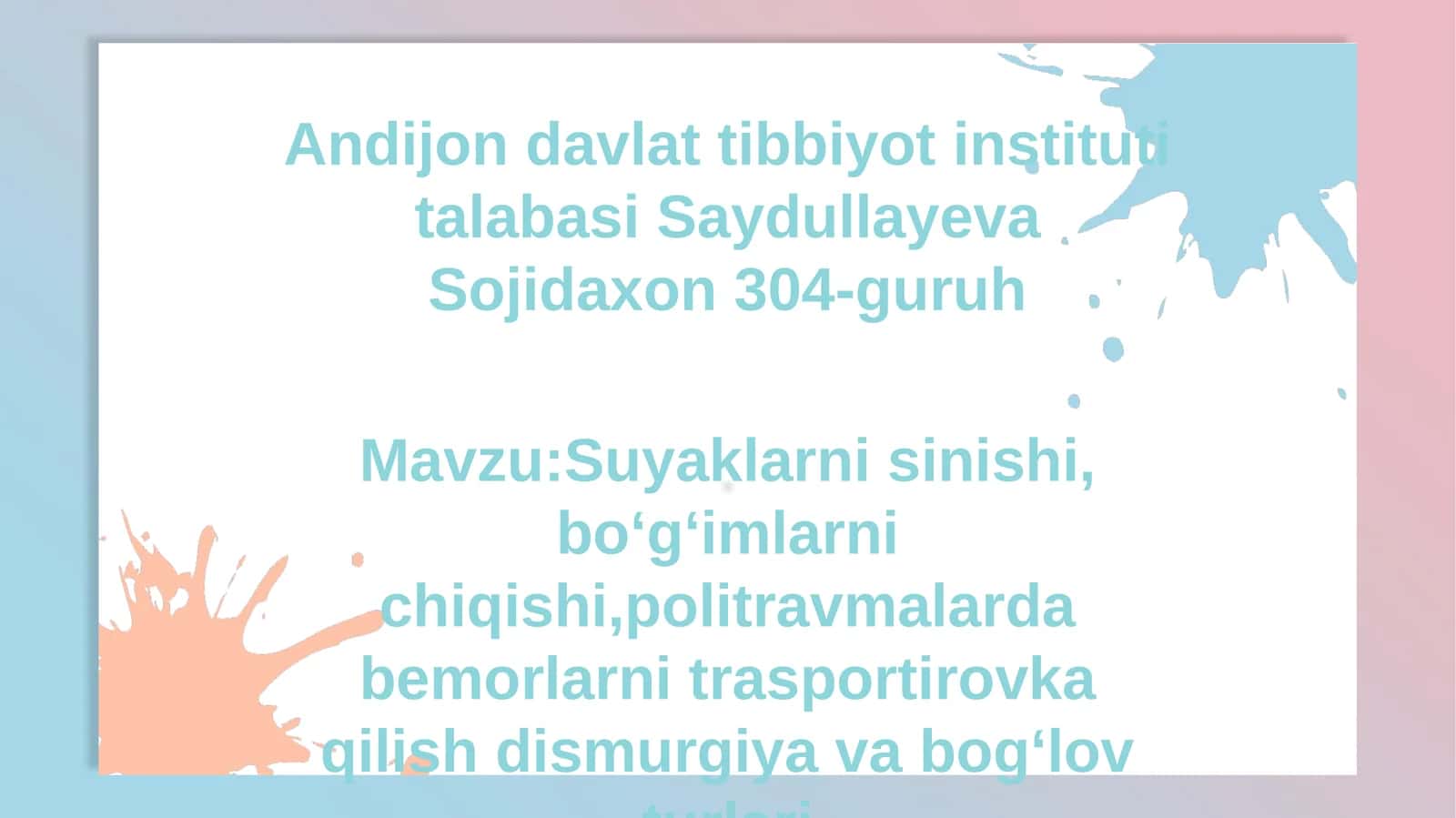 Travmatologiya Inson A'zolari va To'qimalari