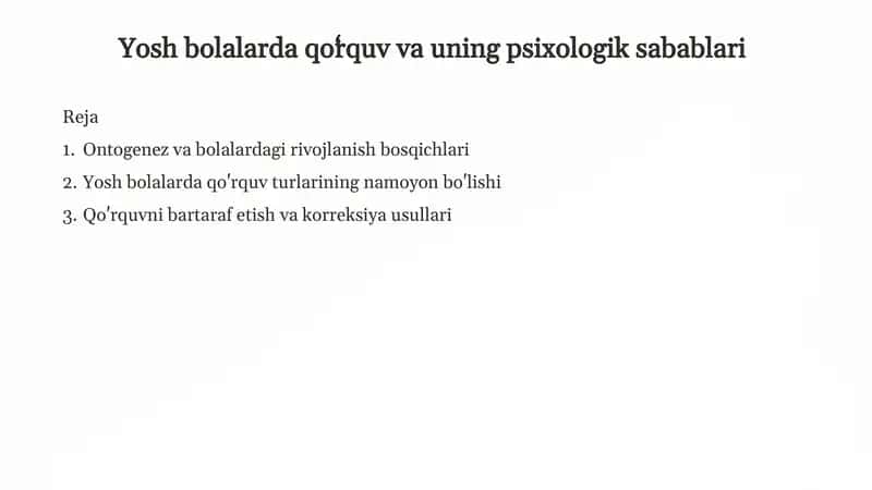 Ontogenez va bolalardagi rivojlanish bosqichlari