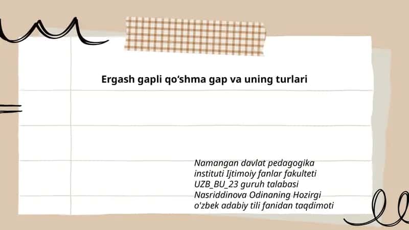 Ergash gapli qo‘shma gap va uning turlari