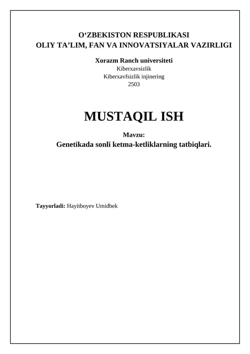 Genetikada sonli ketma-ketliklarning tatbiqlari