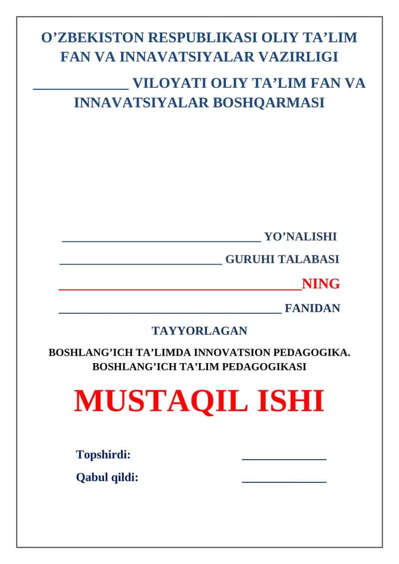 Boshlang’ich ta’limda innovatsion pedagogika