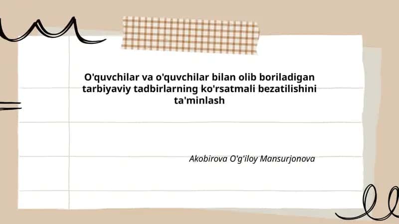 Tarbiyaviy Tadbirlarning Bezatilishi