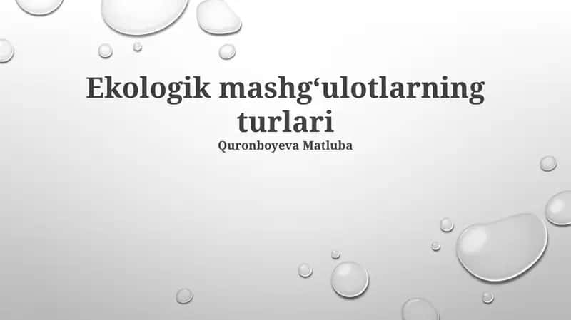 Ekologik mashgʻulotlarning turlari