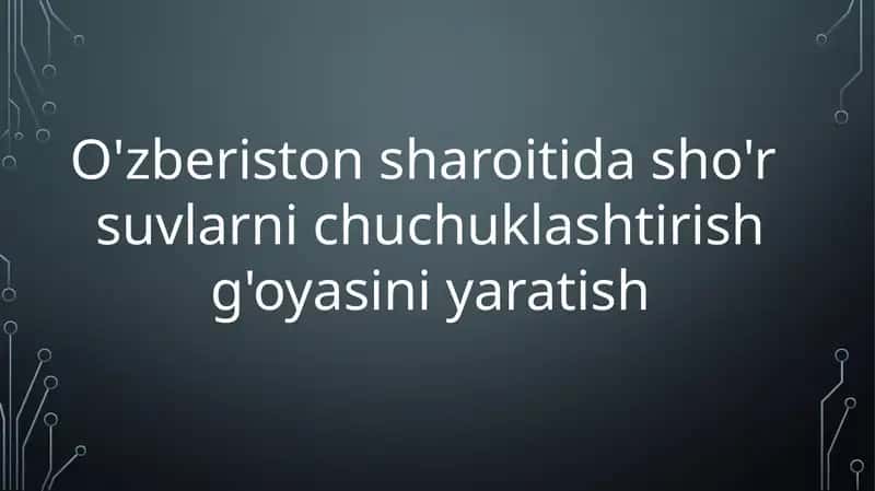 O'zberiston sharoitida sho'r  suvlarni chuchuklashtirish g'oyasini yaratish