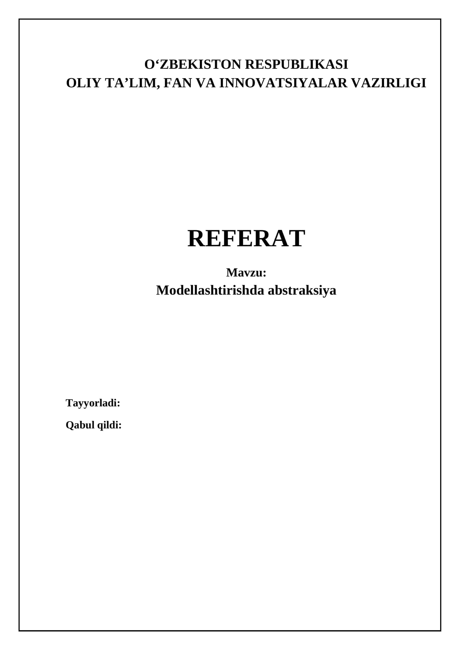 Modellashtirishda abstraksiya