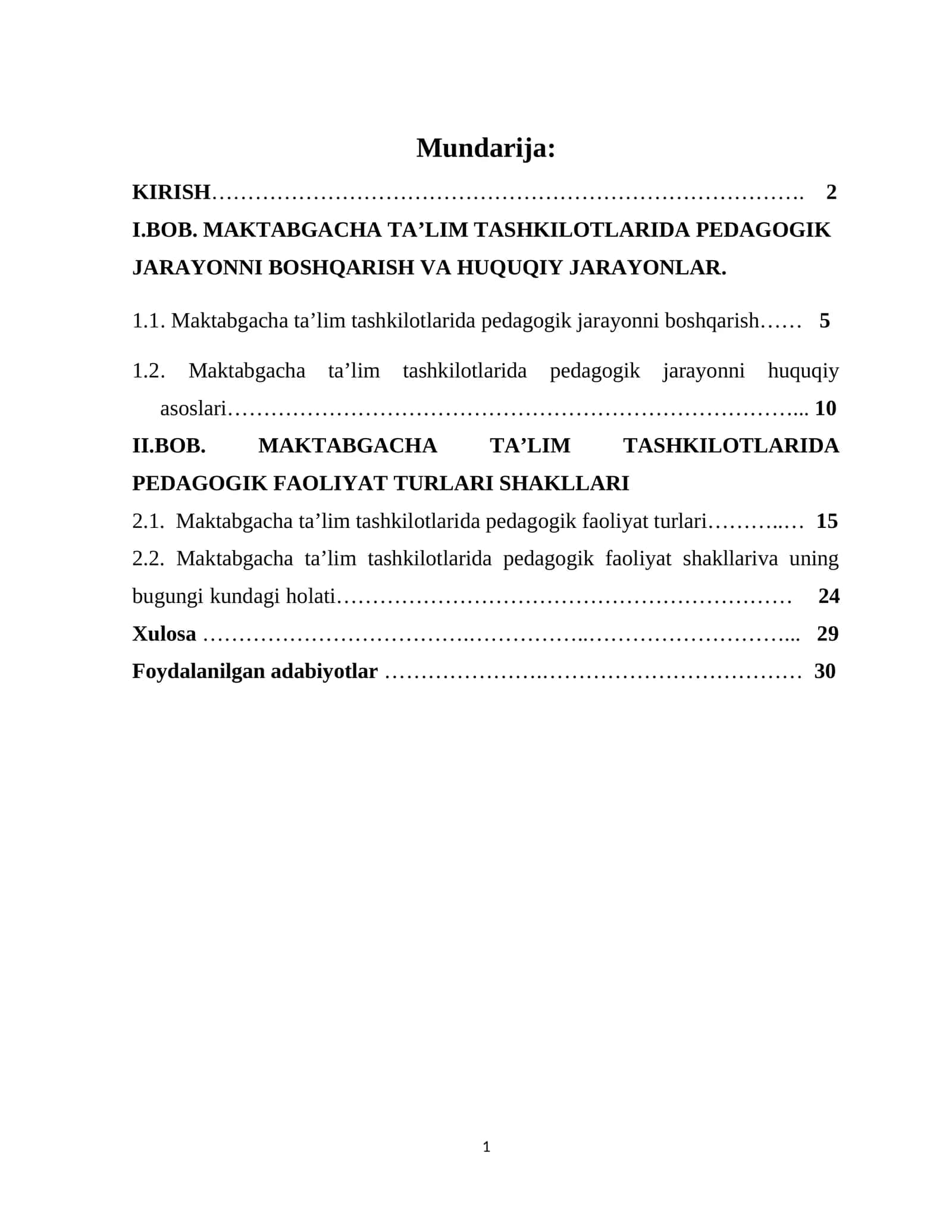 Maktabgacha Ta’lim Tashkilotlarida Pedagogik Jarayonni Boshqarish