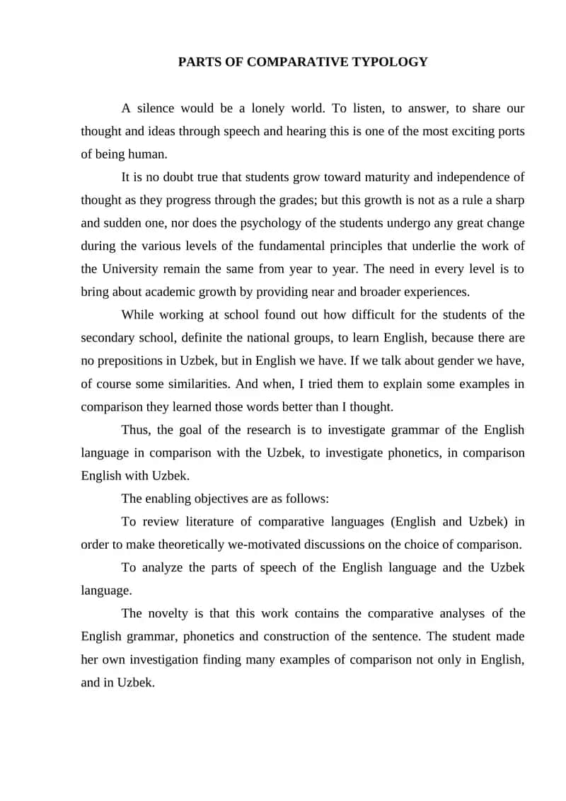 Parts of Comparative Typology
