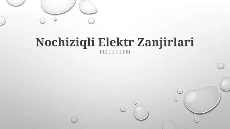 Nochiziqli Elektr Zanjirlari