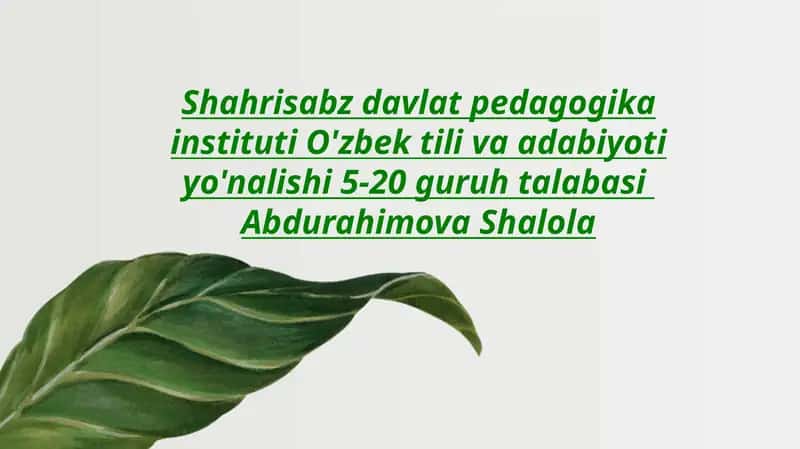“YAXSHILIK” HIKOYASI