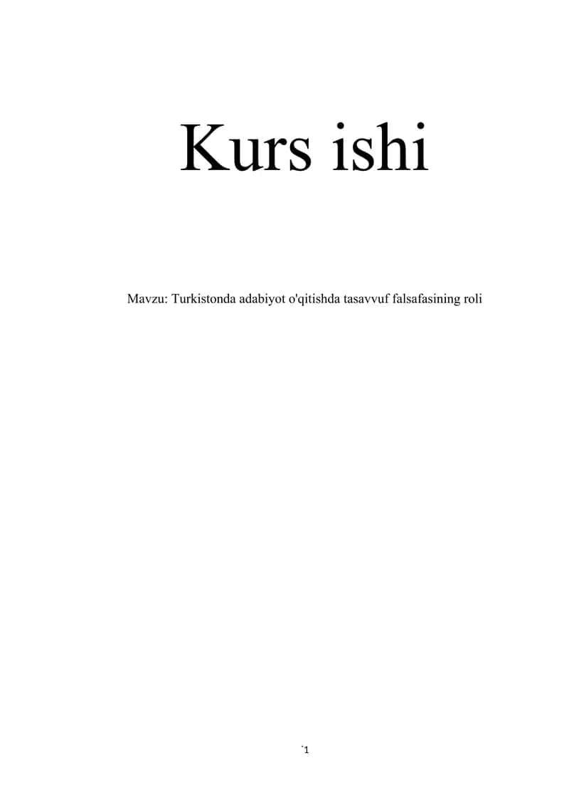 Turkistonda adabiyot o'qitishda tasavvuf falsafasining roli