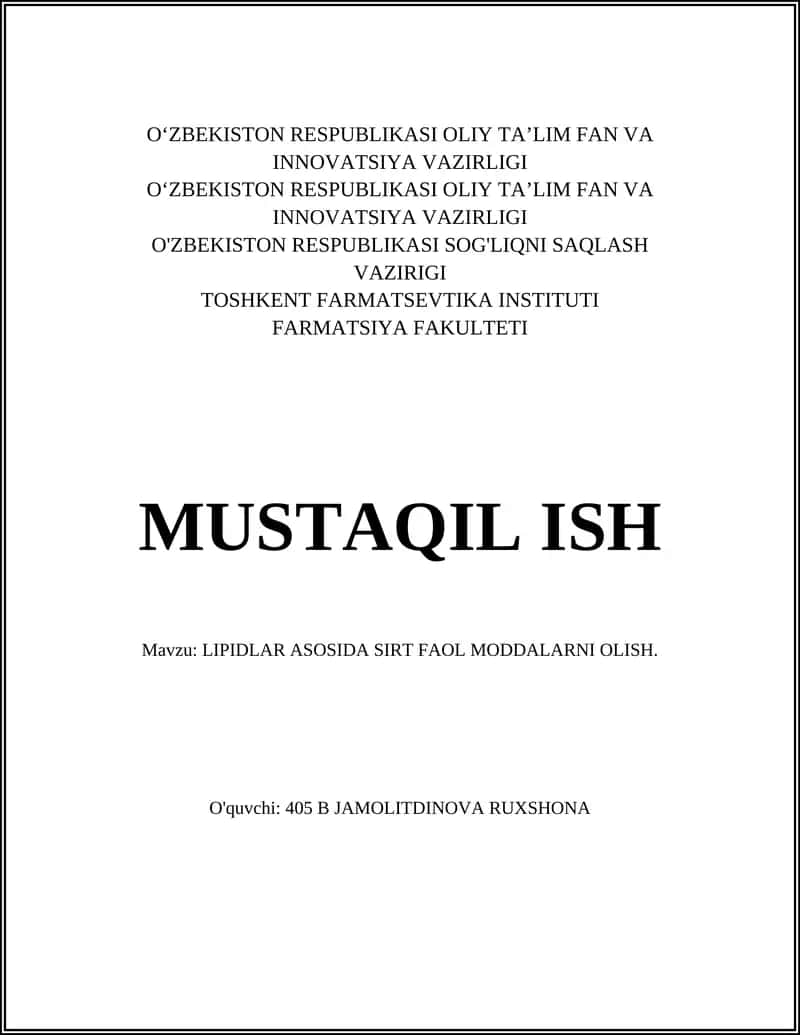 Lipidlardan sirt faollari sintezi