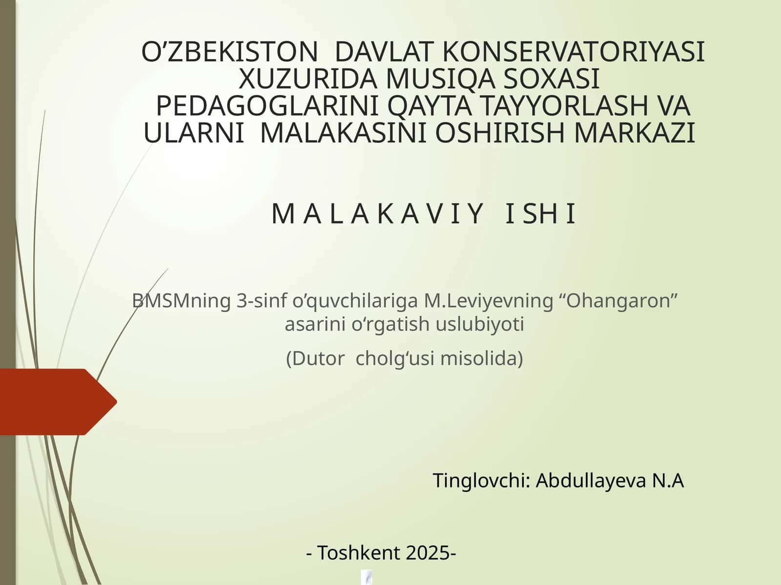 "Ohangaron" asarini o‘rgatish uslubiyoti