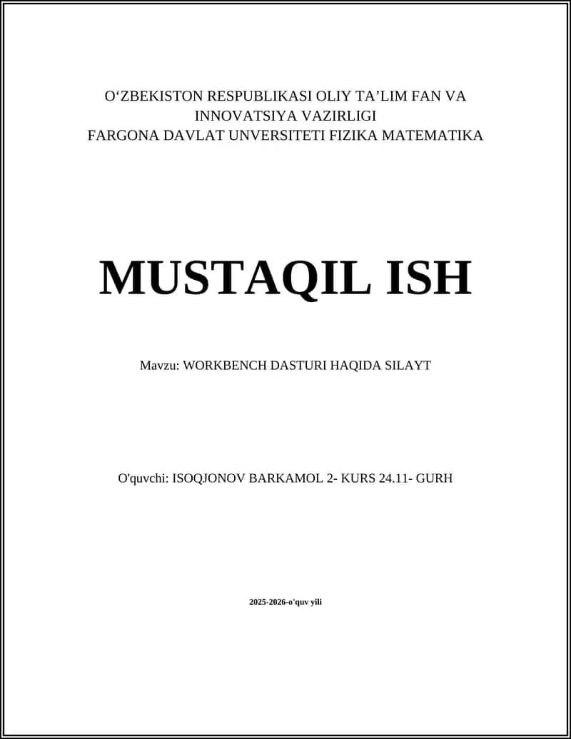 WORKBENCH DASTURI HAQIDA SILAYT