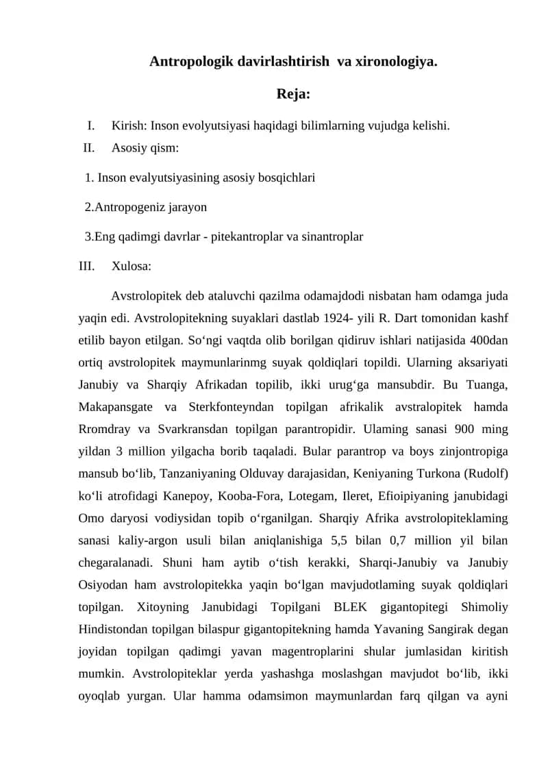 Antropologik davirlashtirish va xironologiya