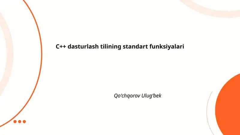C++ dasturlash tilining standart funksiyalari