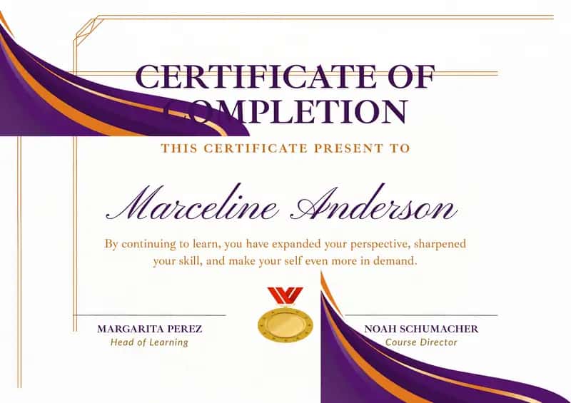CERTIFICATE OF COMPLETION