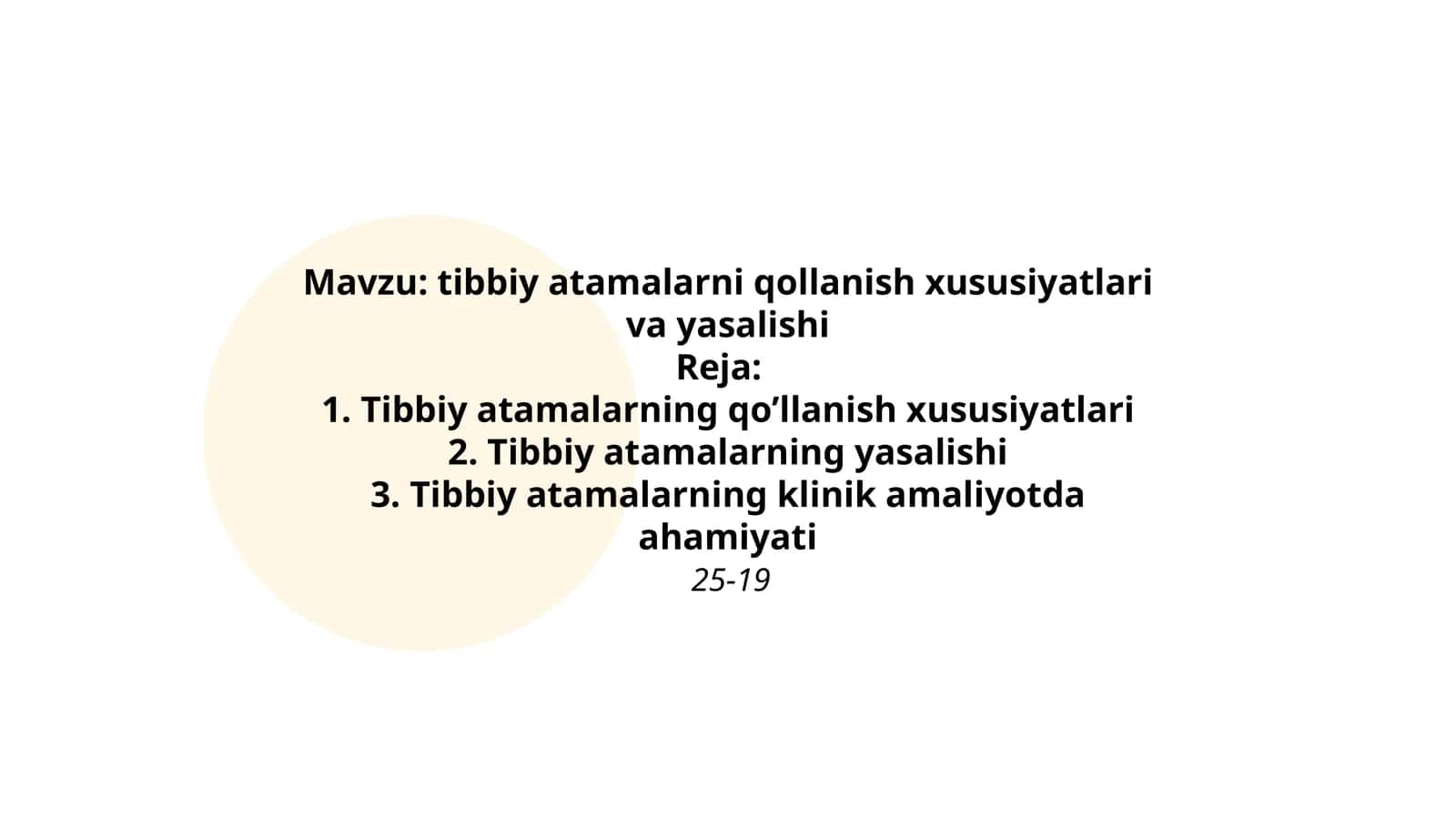 Tibbiy atamalarni qollanish xususiyatlari va yasalishi