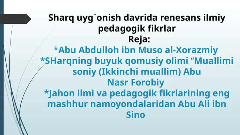 Sharq uyg`onish davri dərenəsansilmiy pedagogik fikrlar