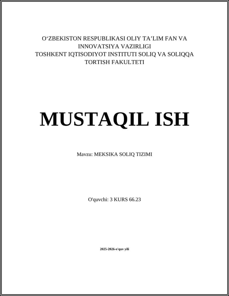 MEKSIKA SOLIQ TIZIMI