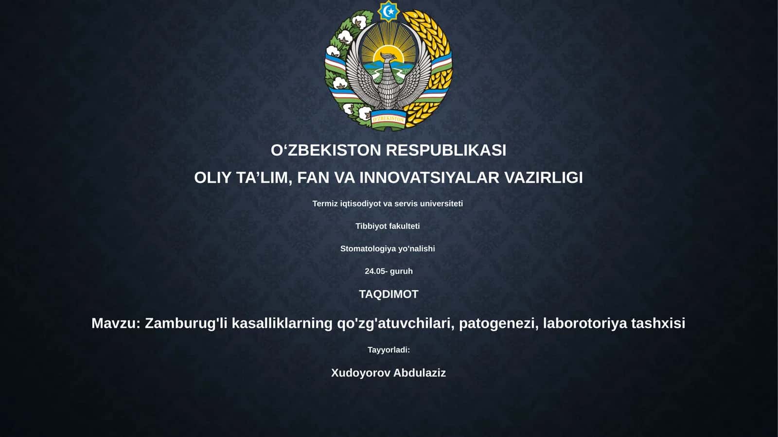 Zamburug'li kasalliklarning qo'zg'atuvchilari, patogenezi, laborotoriya tashxisi