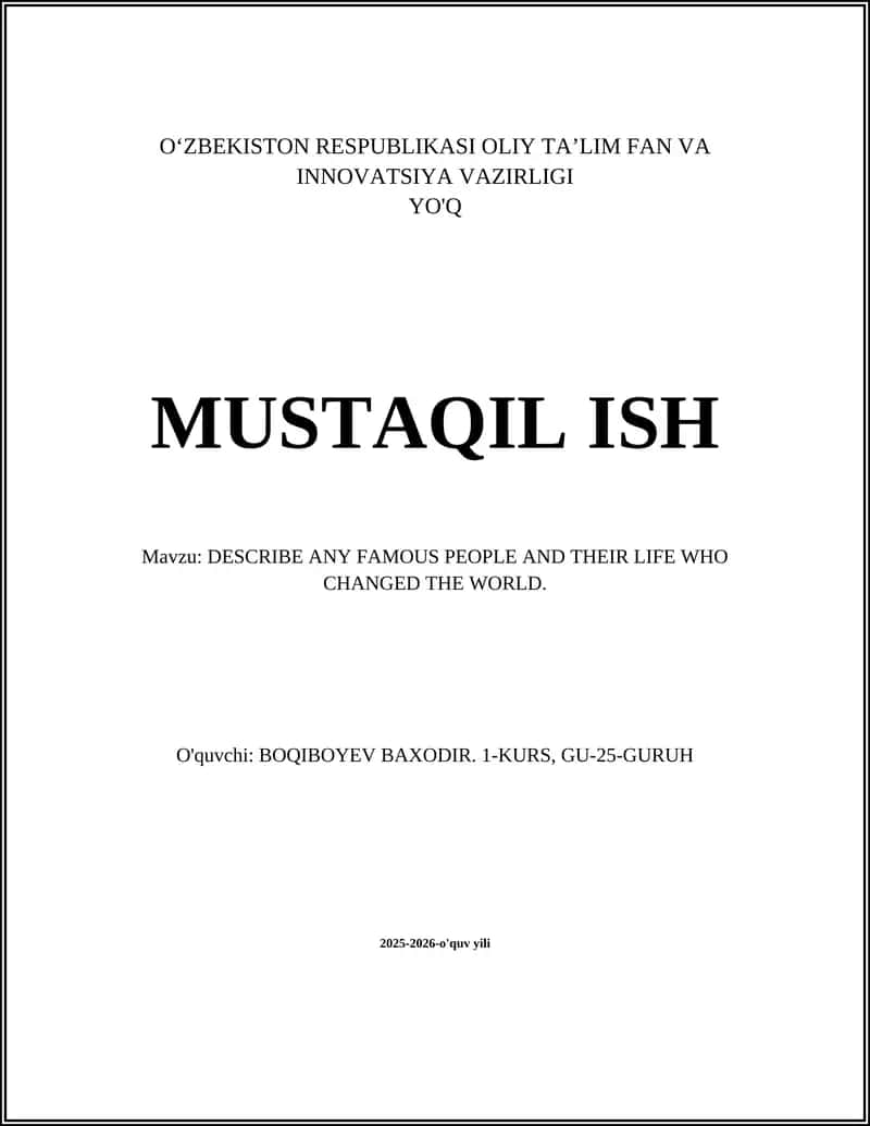 Mustaqil ish: Isaac Newton va uning hayoti
