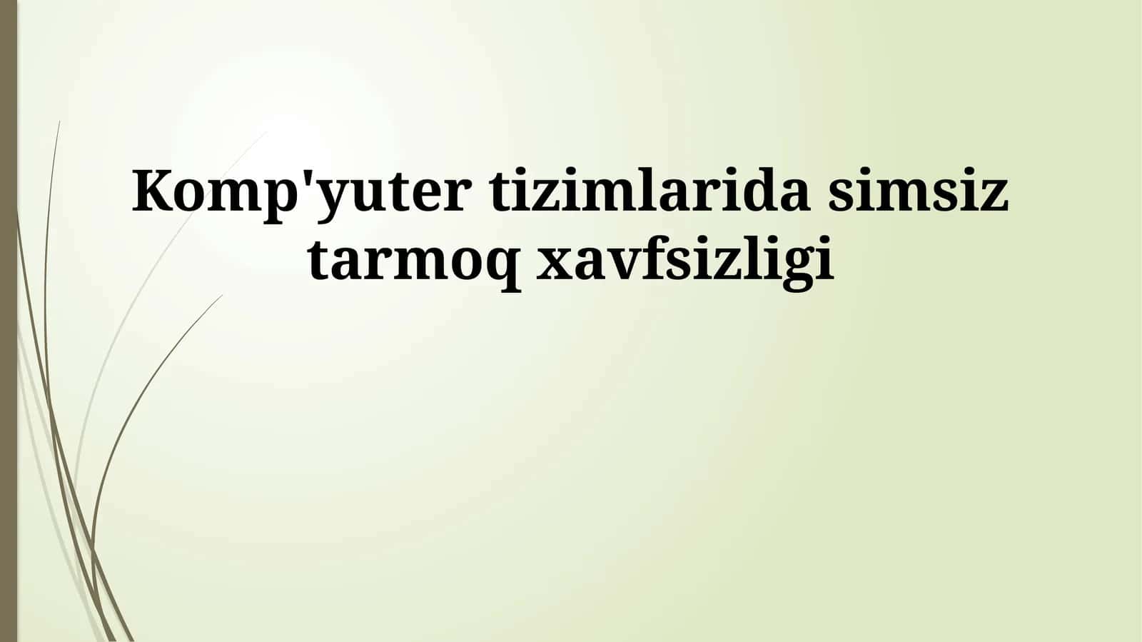 Komp'yuter tizimlarida simsiz tarmoq xavfsizligi