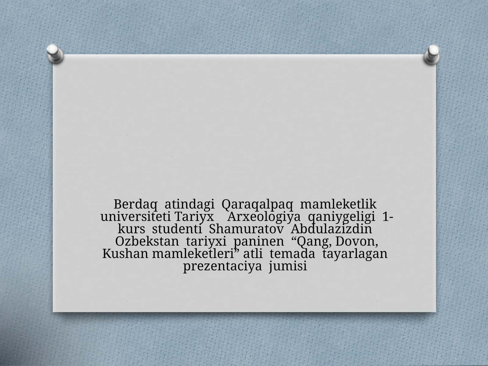 Qang, Dovon, Kushan mamleketleri