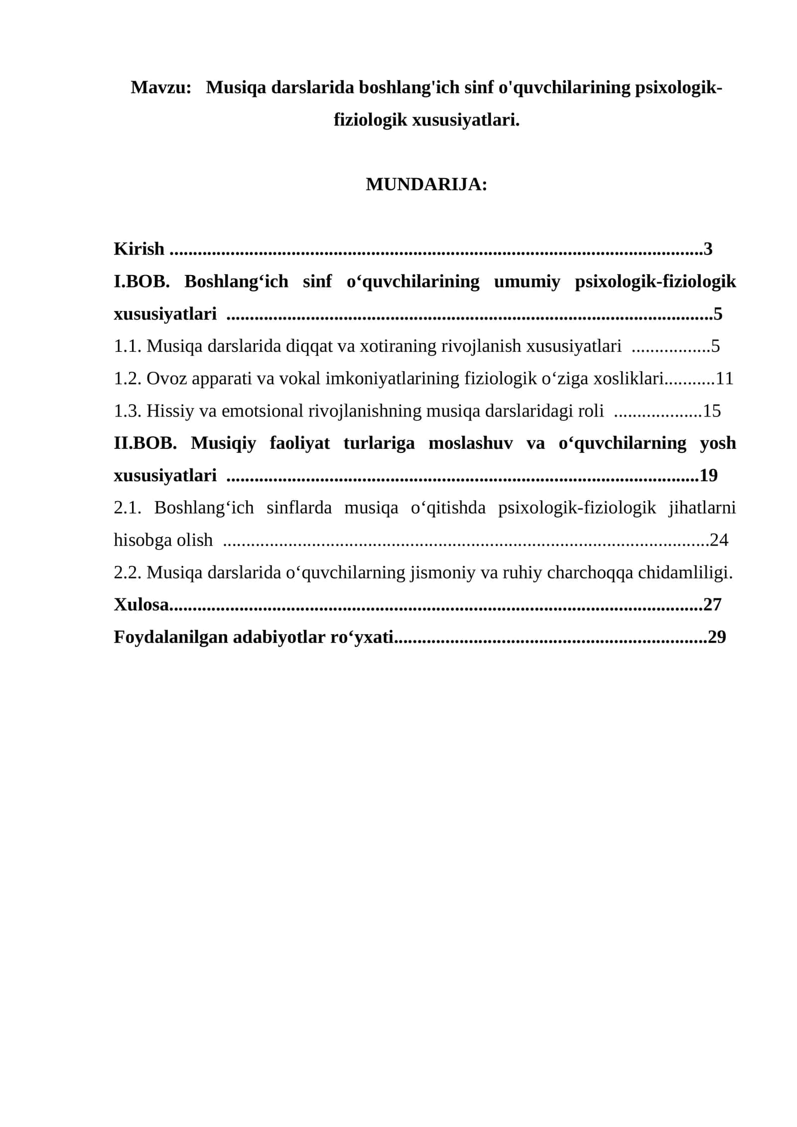 Musiqa darslarida boshlang'ich sinf o'quvchilarining psixologik-fiziologik xususiyatlari