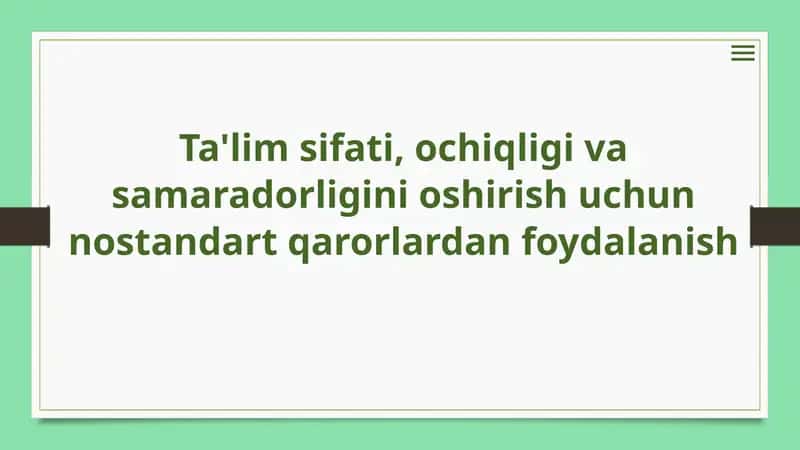 Nostandart qarorlar tushunchasi