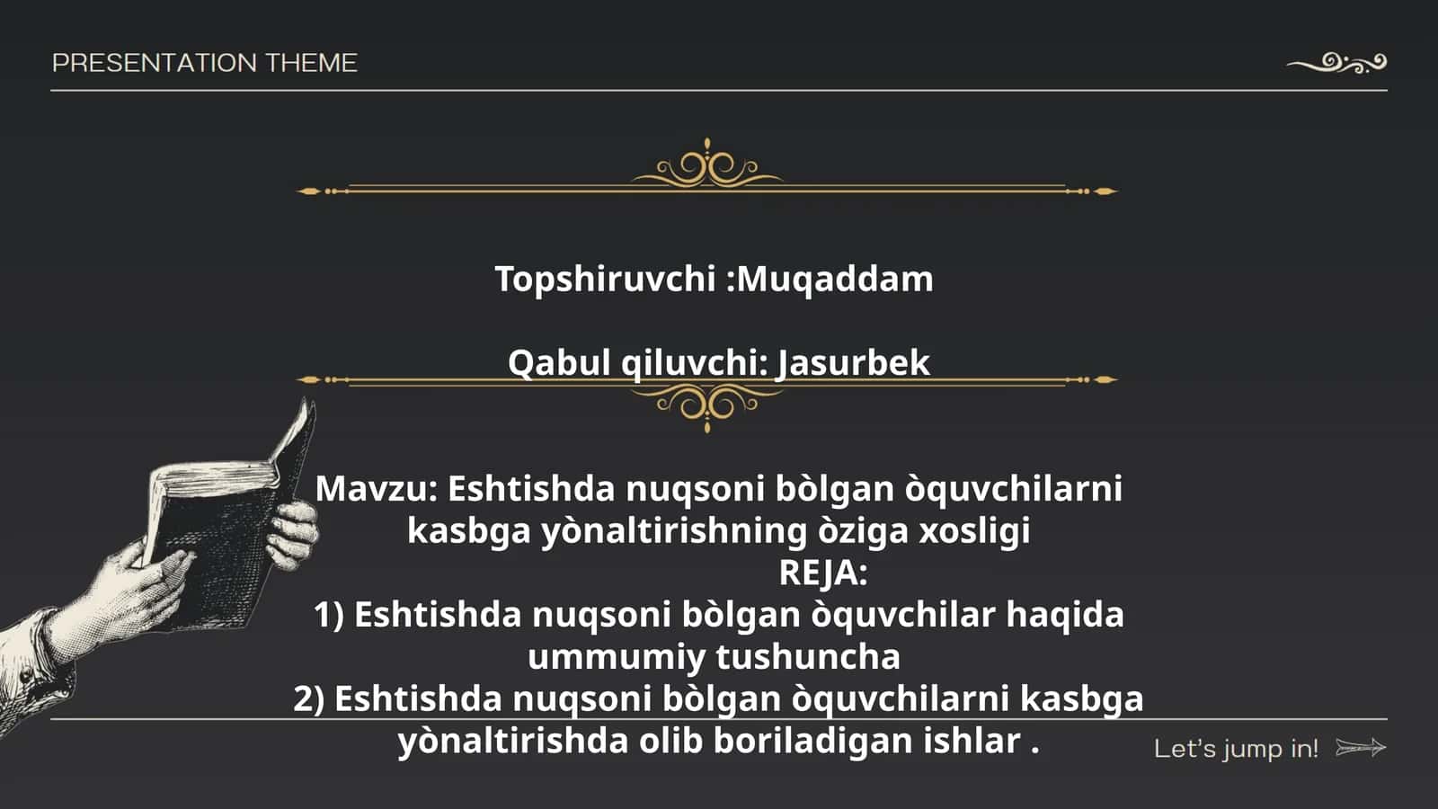 Eshtishda nuqsoni bòlgan òquvchilarni kasbga yònaltirishning òziga xosligi