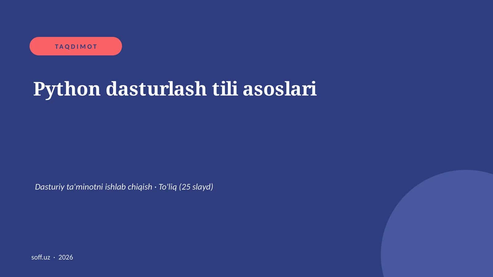 Python dasturlash tili asoslari