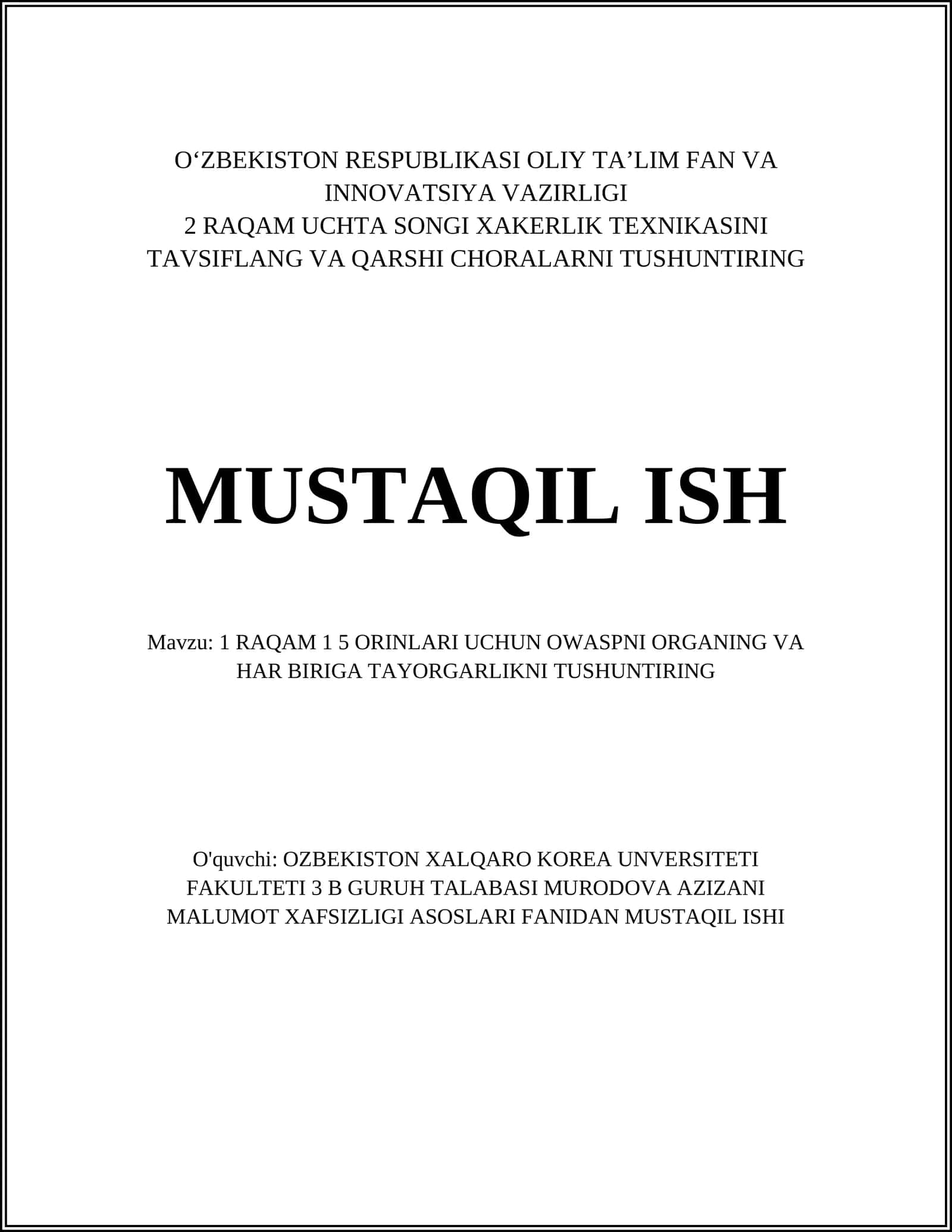OWASP Tijorat Da'volari