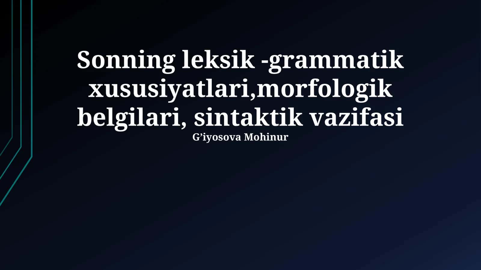 Sonning leksik-grammatik xususiyatlari
